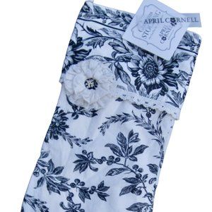 NEW April Cornell  Black Floral Cotton Toile Christmas Stocking Felicity French